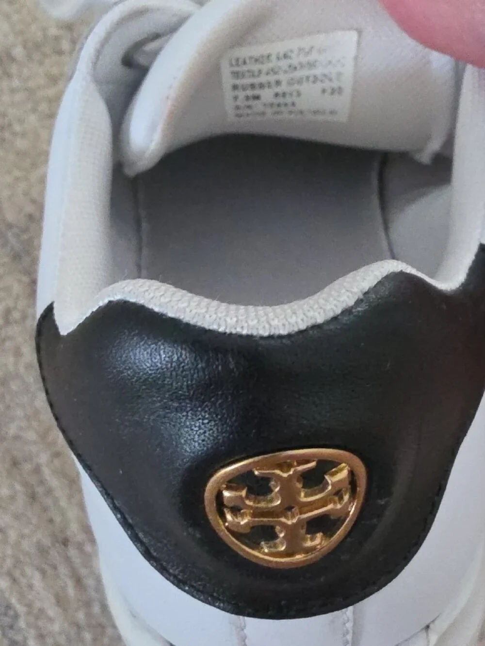 Tory Burch White Leather Sneakers with Leopard Print and Black Trim